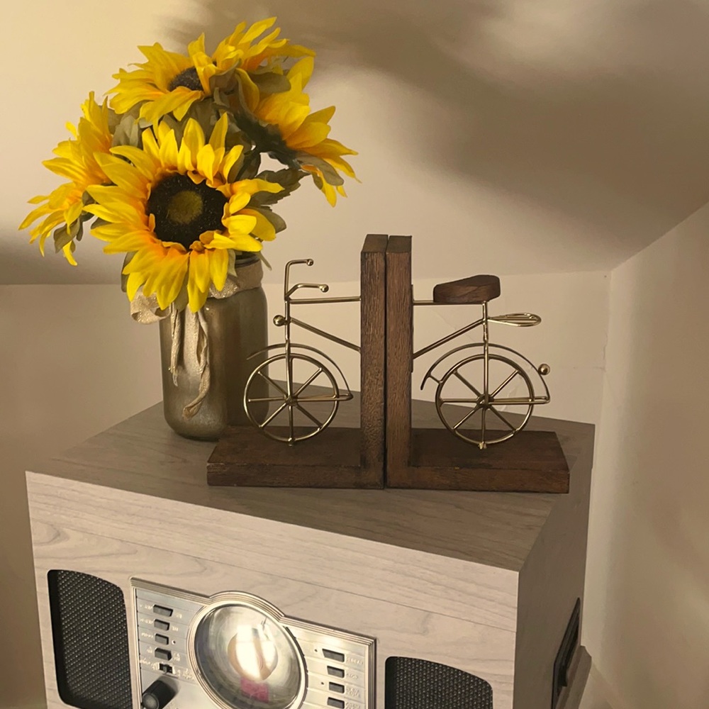 Gold Bike Book Ends